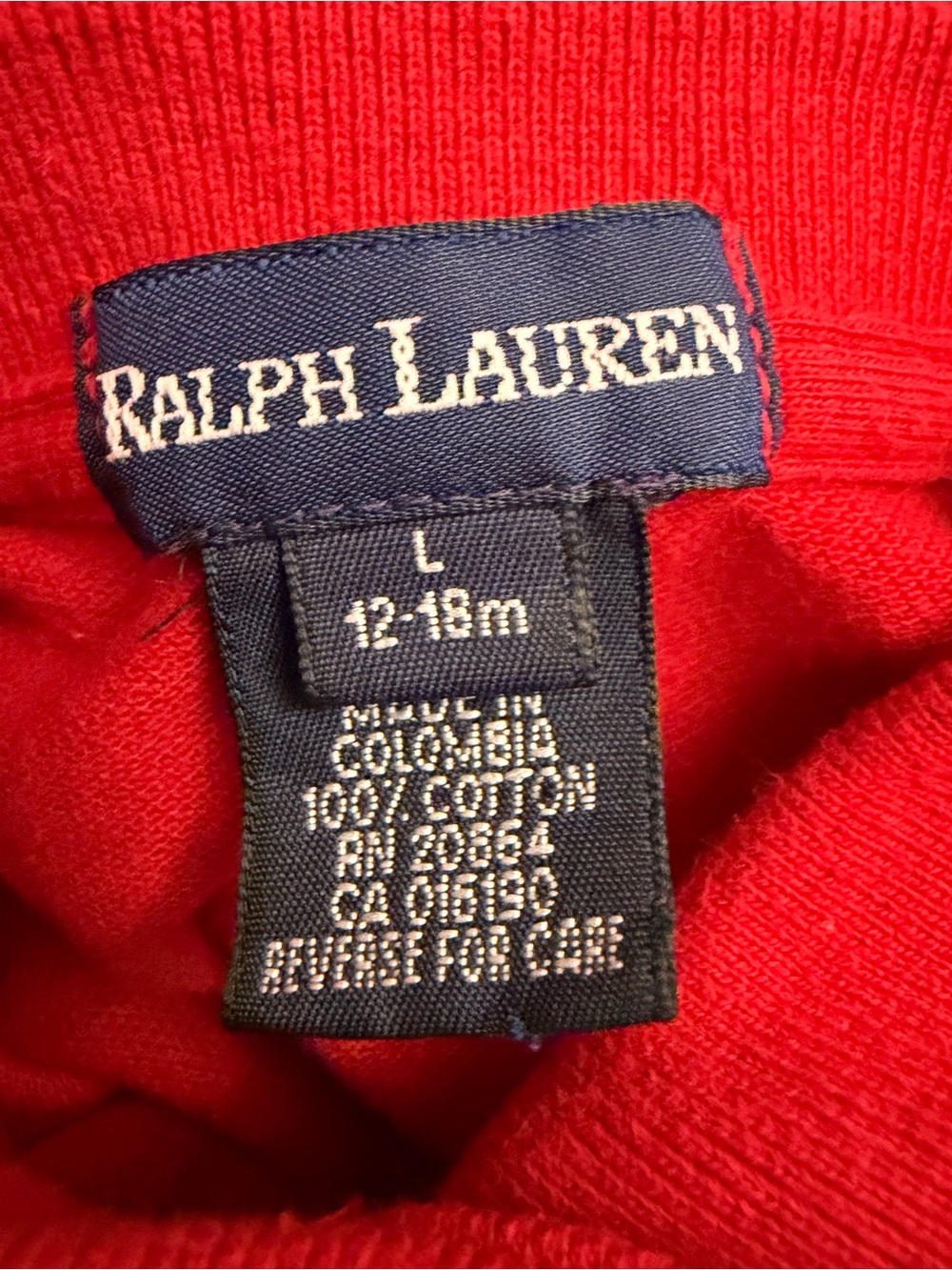 Ralph Lauren Girls Vibrant Red Long-Sleeve Dress w/Built-In Bloomers Size 12-18M - Picture 6 of 9